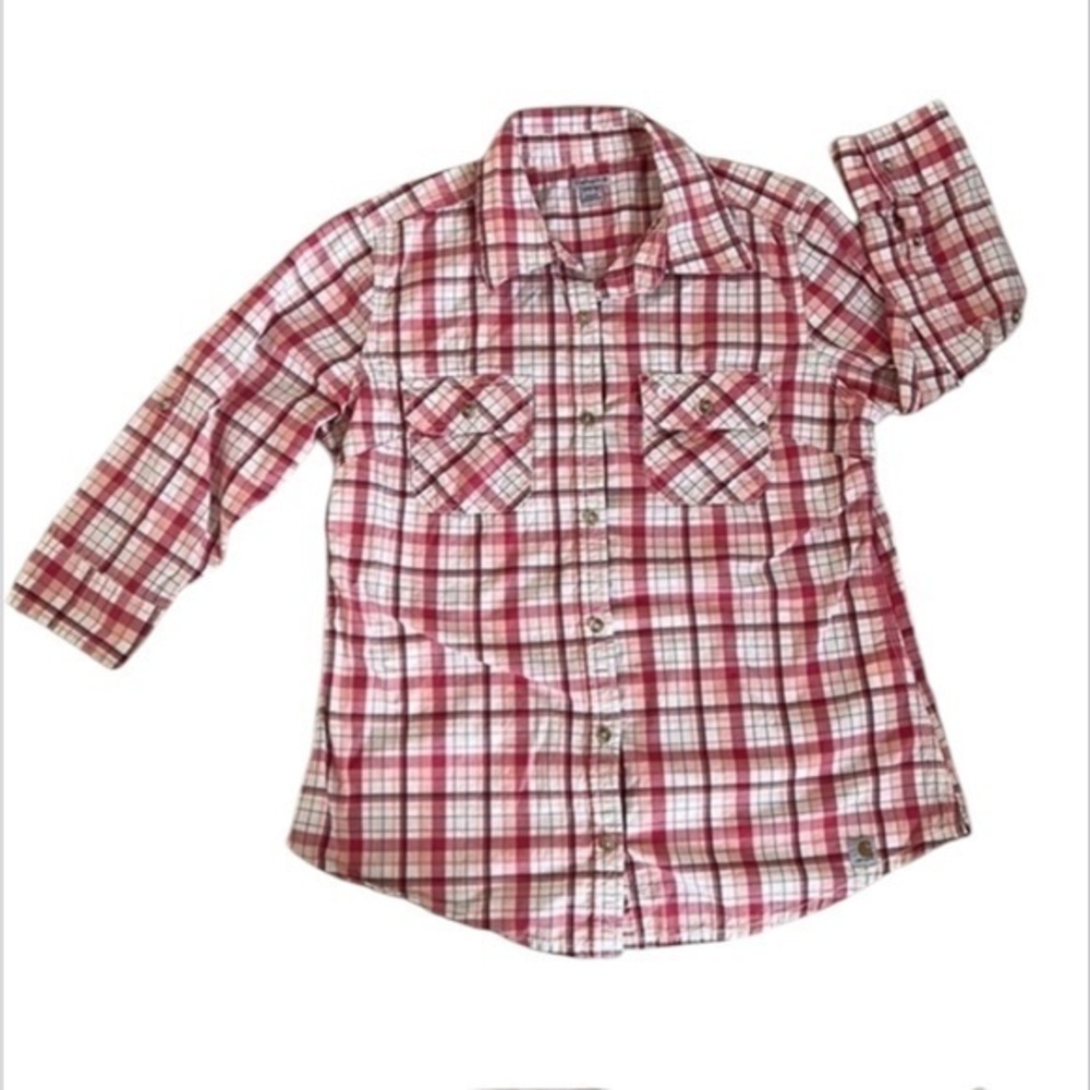 Carhartt size medium women’s 3/4 sleeve plaid shirt